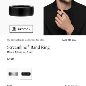 David Yurman Black Titanium Band Ring